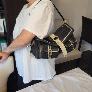 Versace black bag with gold trim